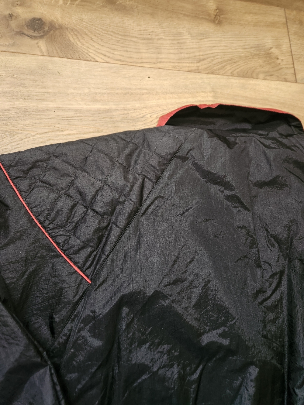 Vintage 80s Windbreaker Prospirit Black Red Pattern Western Quilt Zip Jacket 1X - Picture 8 of 10